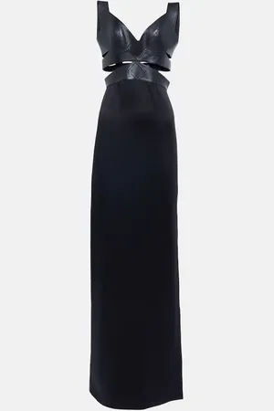 Alaïa Leather-trimmed cutout gown