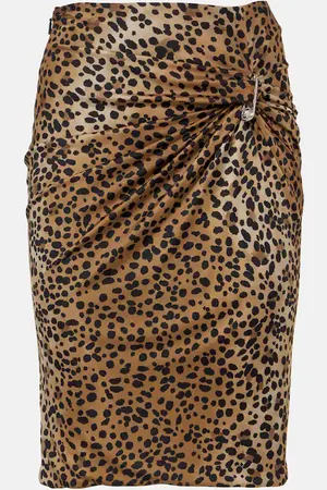VERSACE Safety Pin gathered leopard-print pencil skirt