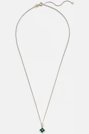 STONE AND STRAND Luckiest Clover 10kt necklace with emeralds