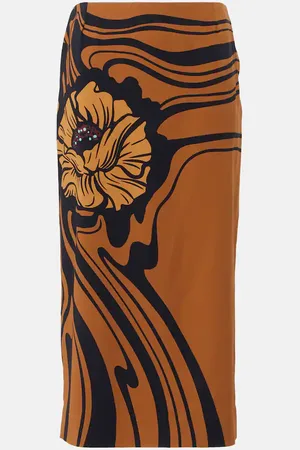 La DoubleJ Printed satin sablÃ© pencil skirt