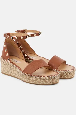 VALENTINO GARAVANI Rockstud 55 leather espadrille wedges