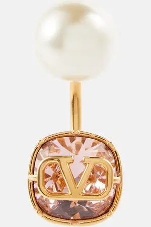 VALENTINO VLogo faux pearl and crystal single earring