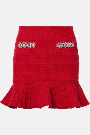 Self-Portrait Knitted embellished miniskirt