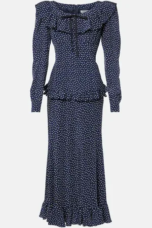 Alessandra Rich Polka-dot printed silk maxi dress