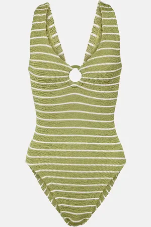 Hunza G Celine striped ring-detail swimsuit