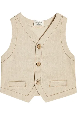 1+ IN THE FAMILY Baby Dario linen and cotton-blend vest