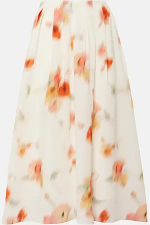 Vince Floral gathered midi skirt