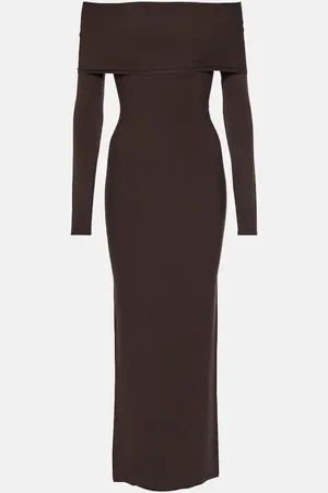 Alaïa Off-shoulder jersey midi dress