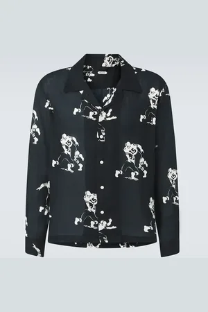 BODE Football Silhouette printed linen shirt