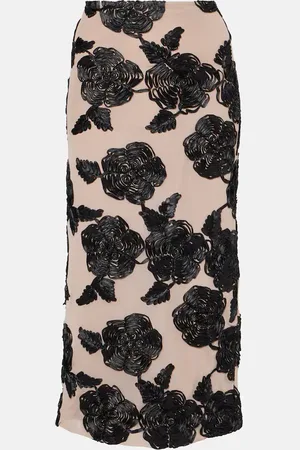 ROTATE Floral midi skirt