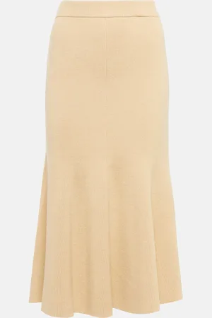Joseph Ribbed-knit cotton-blend midi skirt