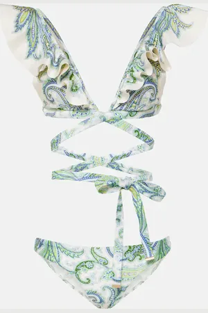 ZIMMERMANN Ottie ruffled paisley bikini