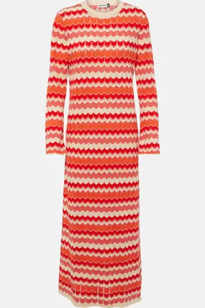 RIXO London Miller chevron cotton midi dress