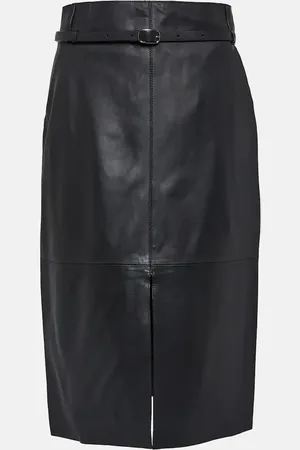 YVES SALOMON Leather midi skirt