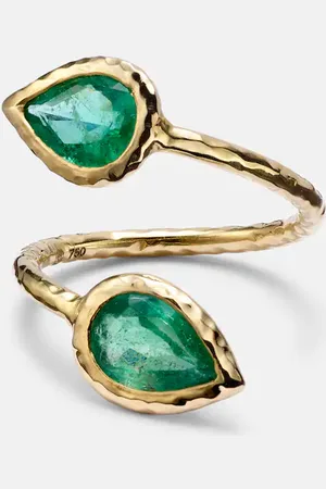 Octavia Elizabeth Moi and Toi 18kt ring with emeralds