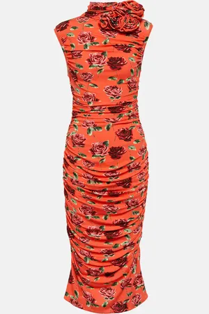 MAGDA BUTRYM Floral-appliquÃ© printed midi dress