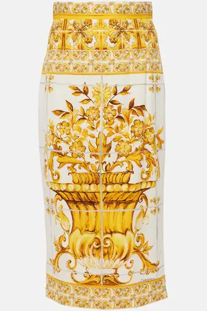 Dolce & Gabbana Majolica silk-blend midi skirt
