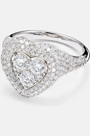 Kamyen Manaal 18kt white gold pinky ring with diamonds