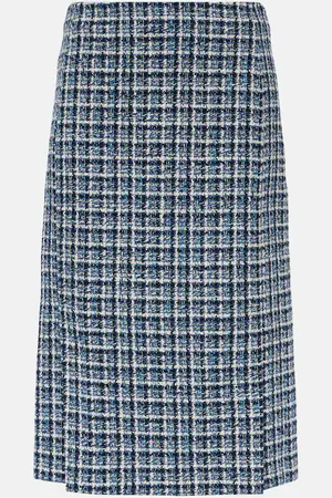 Etro High-rise cotton-blend tweed midi skirt