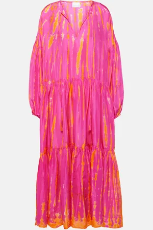 ANNA KOSTUROVA Amelia tie-dye tiered silk midi dress