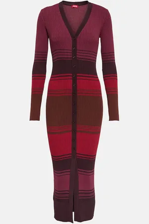 Staud Shoko striped cardigan midi dress