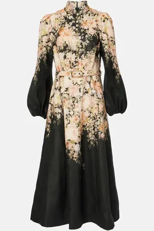 ZIMMERMANN Floral linen midi dress