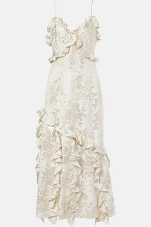 Markarian Calandra ruffled floral jacquard midi dress