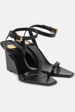 Saint Laurent May 90 leather wedge sandals