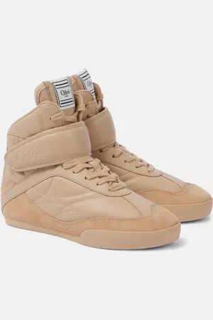 Chloé Kick suede-trimmed leather high-top sneakers