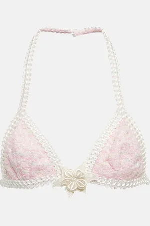 Alessandra Rich Embroidered cotton-blend LurexÂ® bra