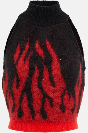 Alessandra Rich Embellished mohair-blend crop top