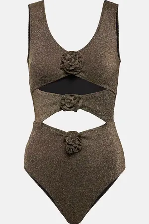 ALEXANDRA MIRO Beth floral-appliquÃ© swimsuit