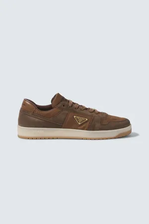 Prada Downtown suede-trimmed sneakers