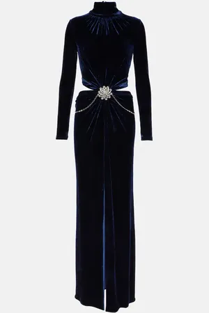 Paco rabanne Crystal-embellished velvet maxi dress