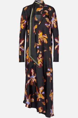 Dorothee Schumacher Asymmetric printed silk twill midi dress
