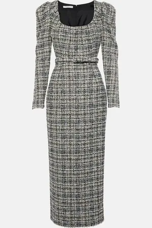 Alessandra Rich Belted LurexÂ® tweed midi dress