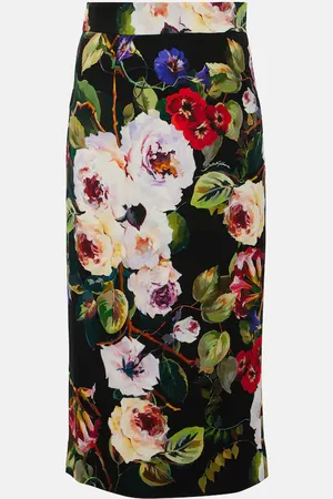 Dolce & Gabbana Rose Garden charmeuse midi skirt