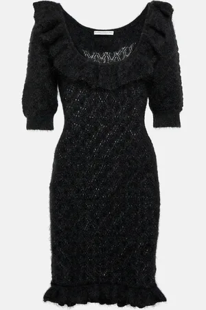 Alessandra Rich Embroidered mohair-blend minidress