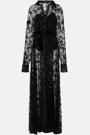 Norma Kamali Sheer floral mesh maxi dress