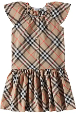 Burberry Burberry Check pleated cotton dress