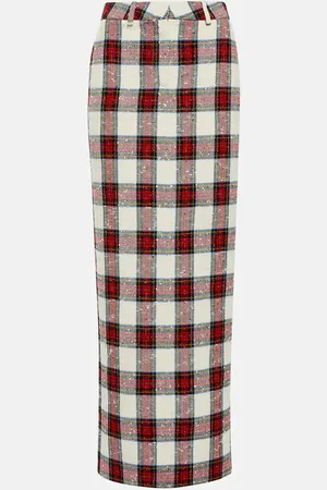 Alessandra Rich Low-rise wool-blend maxi skirt