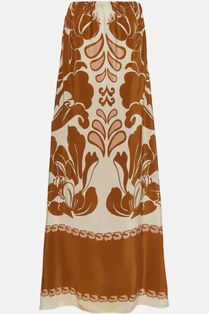Adriana Degreas Printed strapless silk maxi dress