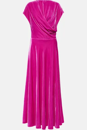 Costarellos Lapis draped velvet maxi dress