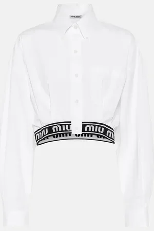 Miu Miu Logo cropped cotton shirt