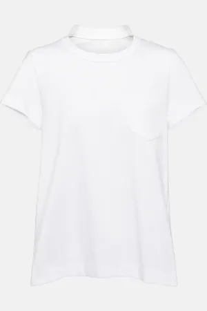 SACAI Pleated cotton jersey T-shirt