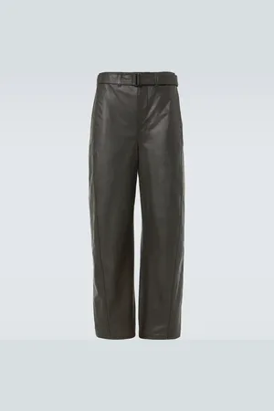 LEMAIRE Twisted Belted leather wide-leg pants