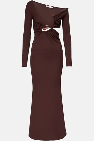 CHRISTOPHER ESBER Spiral Crystal ribbed-knit maxi dress