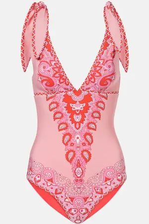 Etro Printed bow-detail swimsuit
