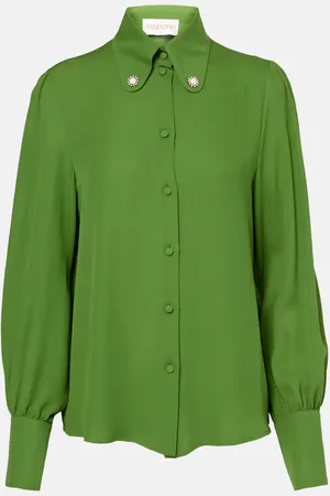 VALENTINO Embellished silk georgette blouse