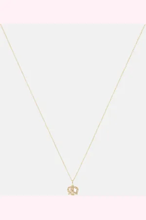 Sydney Evan Pretzel 14kt charm necklace with diamonds
